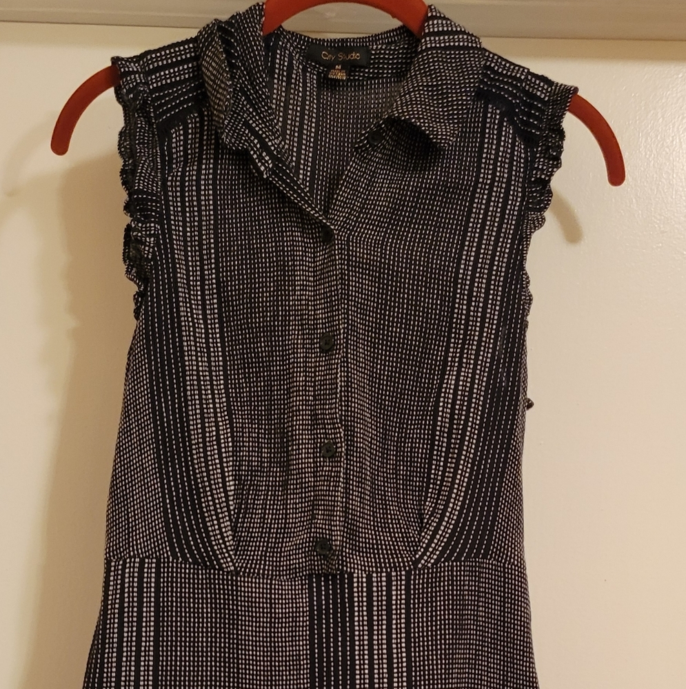 City Studios Juniors Women's Black Ruffled-Hem Fit & Flare Dress Size M